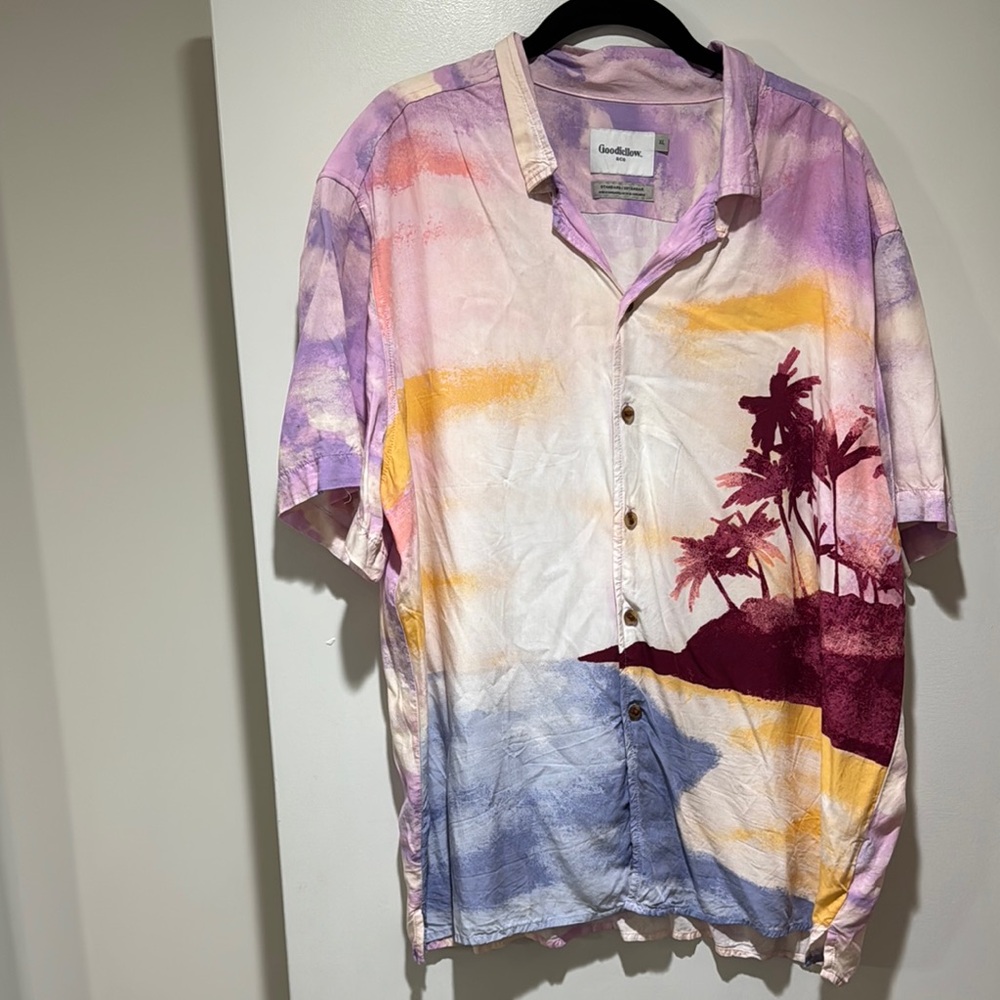 Goodfellow & Co Purple and Yellow Casual Button Down Shirt